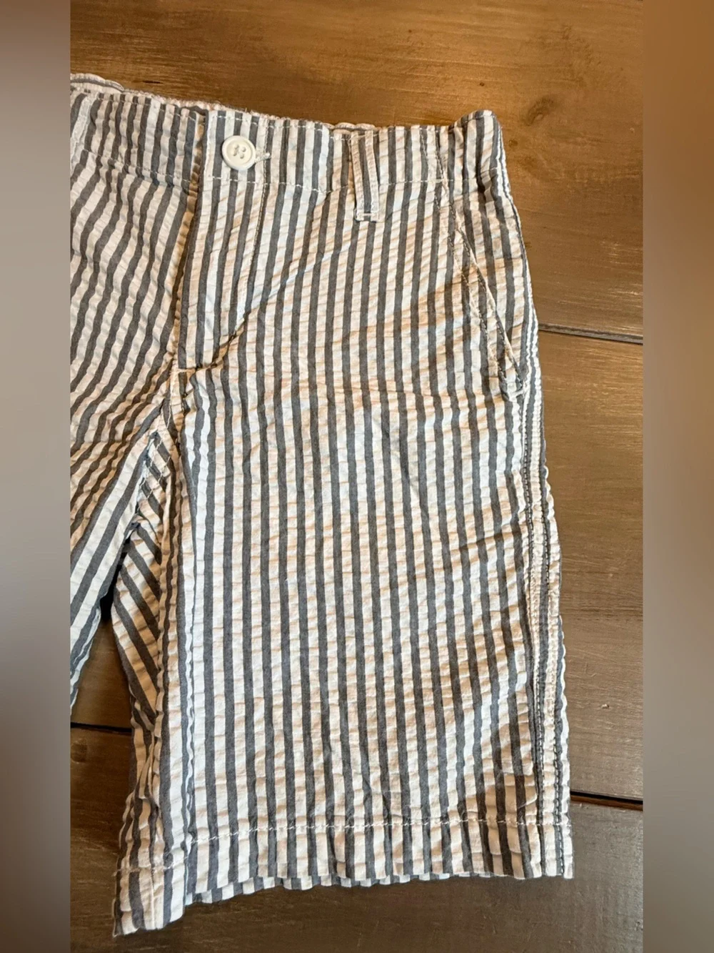 Gap Kids Blue White Seersucker Striped Pull-On‎ Shorts Elastic Waist Cotton Boys